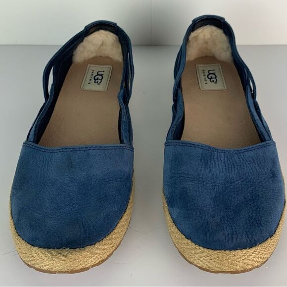 UGG Women’s blue nubuck leather tippie Acapulco flat slip on shoes size 10 - Picture 3 of 8